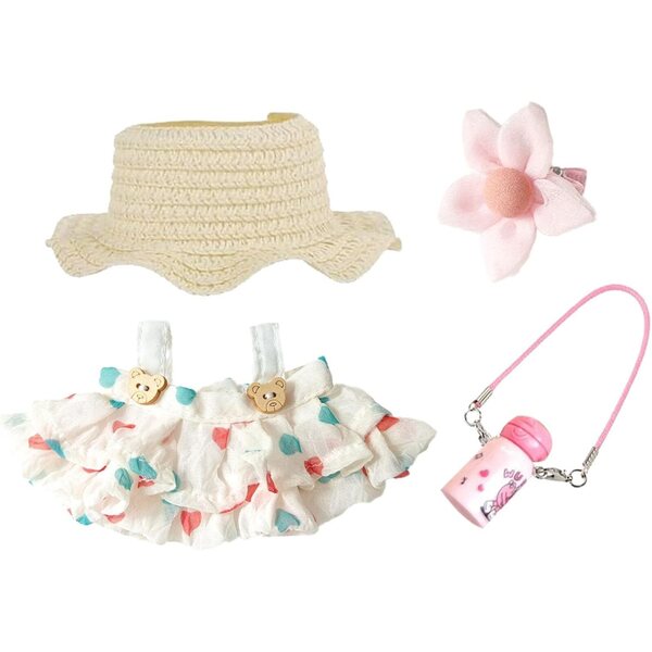 4-teiliges Set aus Kleidung und Accessoires für 17-cm-Puppen – elegante und bezaubernde Mode