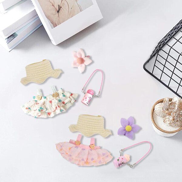 4-teiliges Set aus Kleidung und Accessoires für 17-cm-Puppen – elegante und bezaubernde Mode
