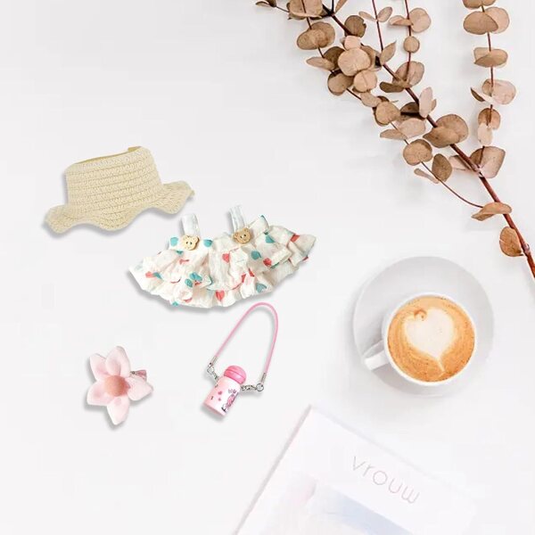 4-teiliges Set aus Kleidung und Accessoires für 17-cm-Puppen – elegante und bezaubernde Mode
