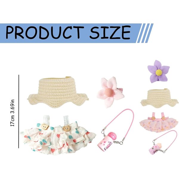 4-teiliges Set aus Kleidung und Accessoires für 17-cm-Puppen – elegante und bezaubernde Mode