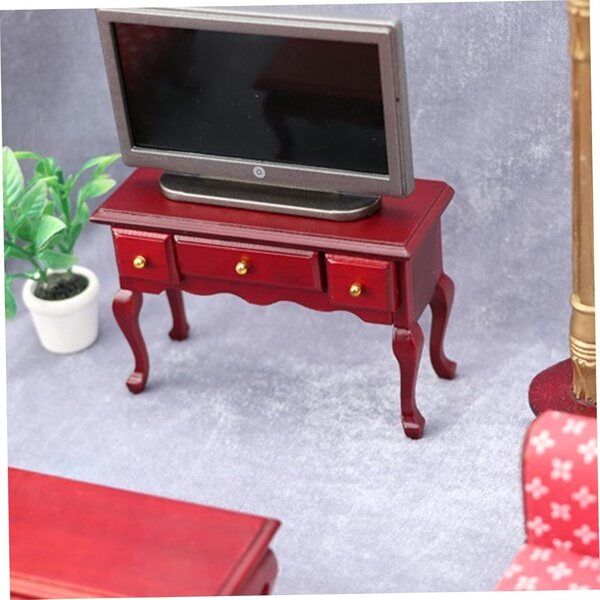 Scrivania in legno miniatura per casa delle bambole 1:12 con 3 cassetti retrò