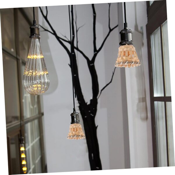 Mobestech 4 pezzi Paralume Mini in Bambù Intrecciato per Luci Stringa Decorativi
