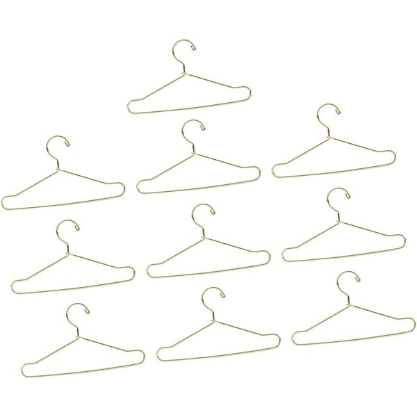 Edelstahl-Kleiderbügel für Puppen, 10 Stück, 100 mm, Kleiderschrank-Organizer, Gold