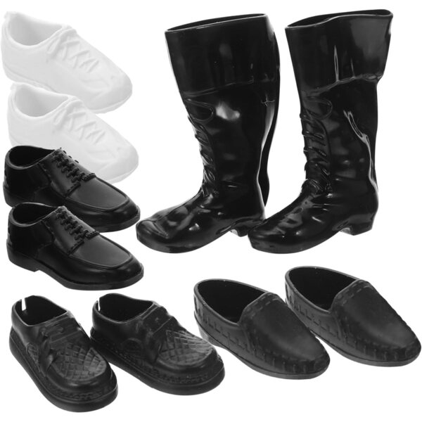 WOONEKY 25 Paar schwarze Mini-Schuhe für Puppen, realistisches Puppenhaus-Zubehör