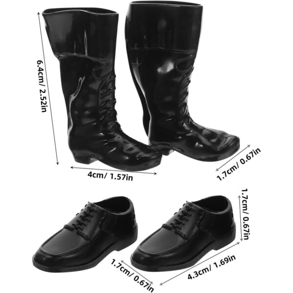 WOONEKY 25 Paar schwarze Mini-Schuhe für Puppen, realistisches Puppenhaus-Zubehör