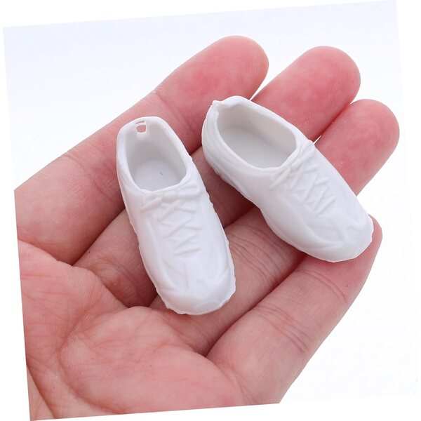 WOONEKY 25 Paar schwarze Mini-Schuhe für Puppen, realistisches Puppenhaus-Zubehör