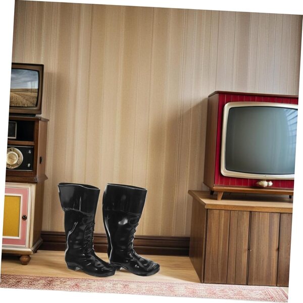 WOONEKY 25 Paar schwarze Mini-Schuhe für Puppen, realistisches Puppenhaus-Zubehör