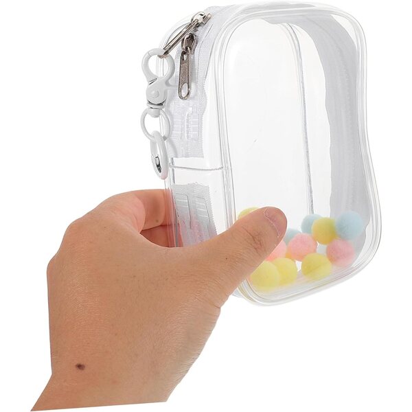 WOONEKY Porta Bambole Trasparente con Cerniera e Portachiavi, Organizer per Giocattoli in PVC