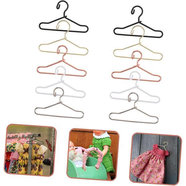 Beaupretty 50 grucce mini in ferro per vestiti di bambole, miniatura 6,5x3,5cm