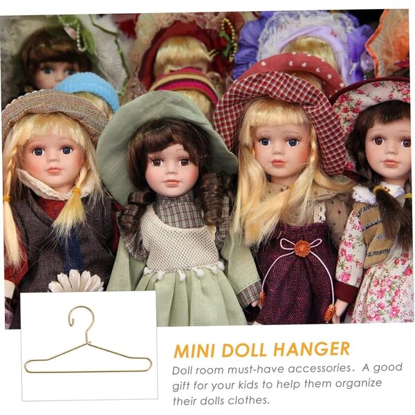 YARNOW 40 Mini-Kleiderbügel aus goldenem Metall, 6,5 x 3,6 cm, für Puppenhäuser und Spielzeug