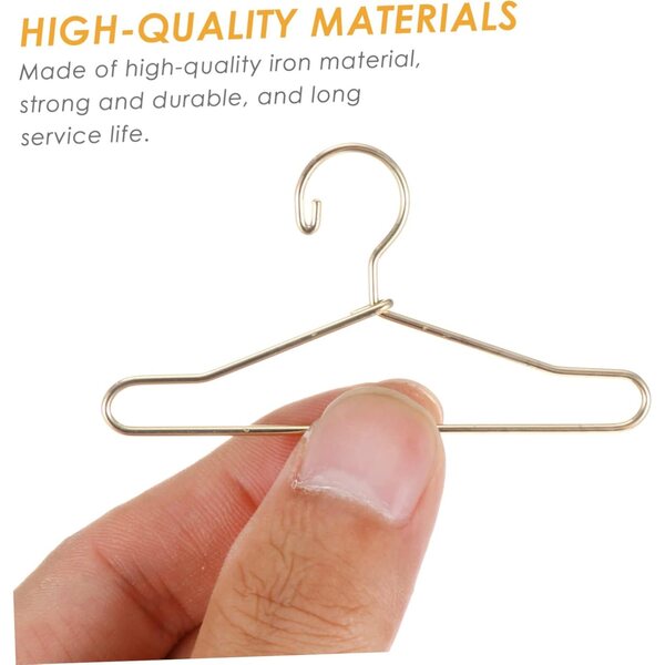 YARNOW 40 Mini-Kleiderbügel aus goldenem Metall, 6,5 x 3,6 cm, für Puppenhäuser und Spielzeug