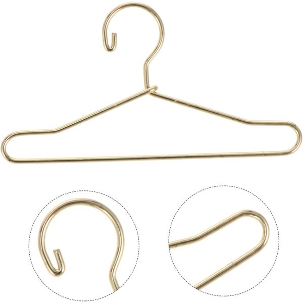 YARNOW 40 Mini-Kleiderbügel aus goldenem Metall, 6,5 x 3,6 cm, für Puppenhäuser und Spielzeug