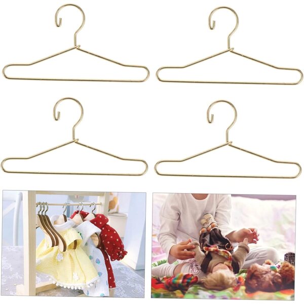 YARNOW 40 Mini-Kleiderbügel aus goldenem Metall, 6,5 x 3,6 cm, für Puppenhäuser und Spielzeug
