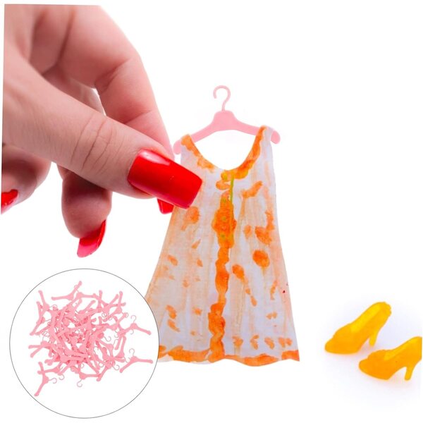 PartyKindom Set mit 50 ökologischen Mini-Kleiderbügeln für Puppen, leicht und robust