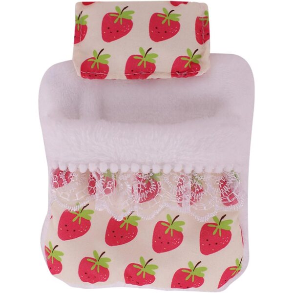 Set sacco a pelo e cuscino per bambola 17 cm con motivo floreale Gissroys