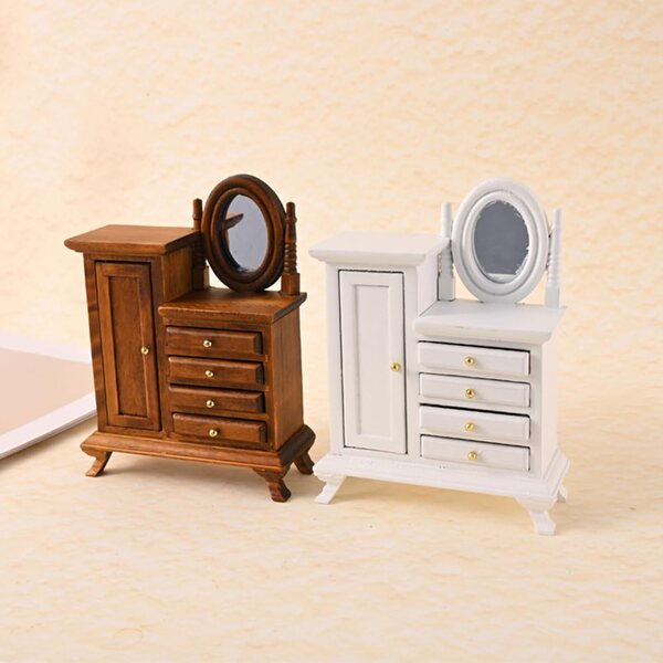 1/16 Holz-Waschtisch für Puppenhäuser – detaillierte Vintage-Miniatur