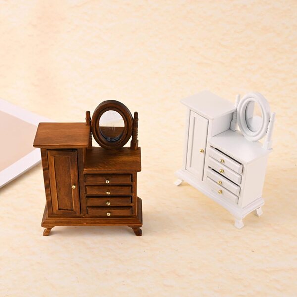 1/16 Holz-Waschtisch für Puppenhäuser – detaillierte Vintage-Miniatur
