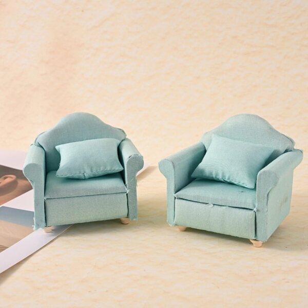Set Divano Dollhouse 1/12 Miniatura Realistico con Cuscini Rimovibili in Legno e Tessuto