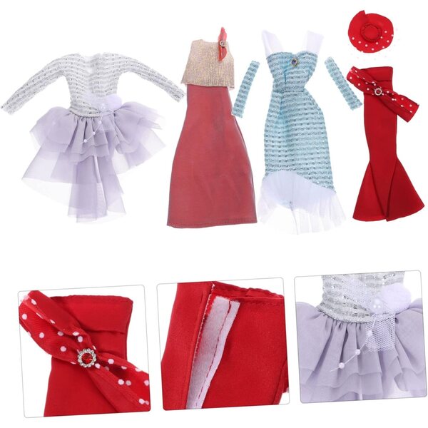 YARNOW 4 ensembles de vêtements élégants pour jouets de poupée colorés faciles à transporter