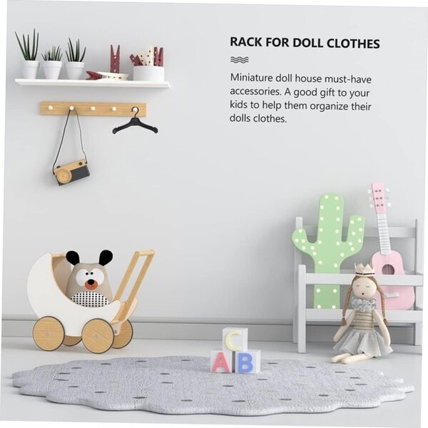 Set 60 Mini Grucce per Bambole in Plastica Resistente Nere e Rosa 5,5x3 cm