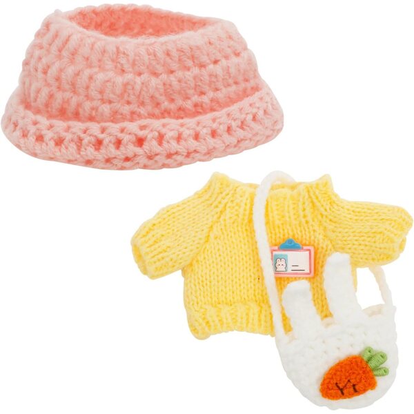 Häkelkleidungsset für 15–17 cm große Puppen mit Pullover, Mütze und Tasche