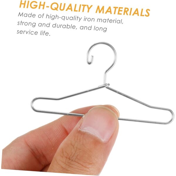 20 Mini-Metall-Kleiderbügel 6,5 cm für Puppen-Kinderzimmer-Organizer