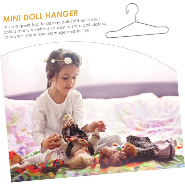 20 Mini-Metall-Kleiderbügel 6,5 cm für Puppen-Kinderzimmer-Organizer