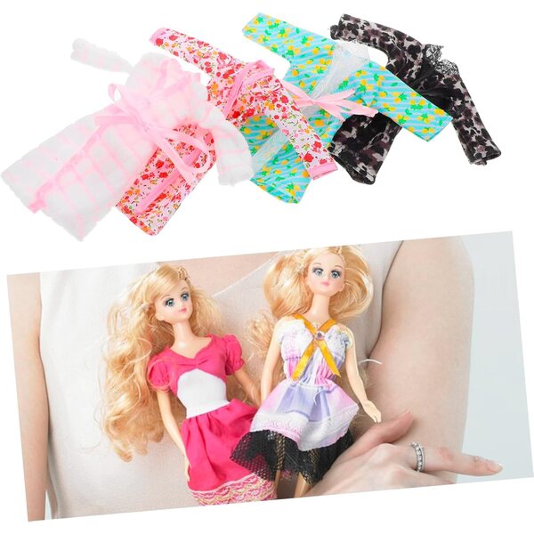 Set 4 Pezzi Pigiama Bambole con Accappatoio Fascia e Asciugamano WEKAMOS