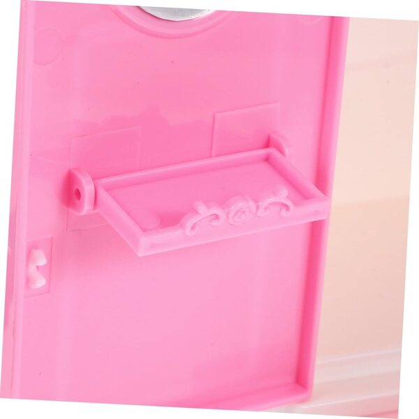 Mini Armadio Rosa con 20 Mini Gruccie per Casa delle Bambole 24,5x18,5x6,5 cm