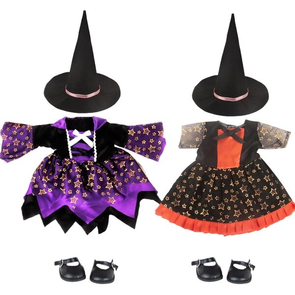 Halloween-Kleidungsset für 18-Zoll-Puppen mit Kleidung, Hüten und Schuhen
