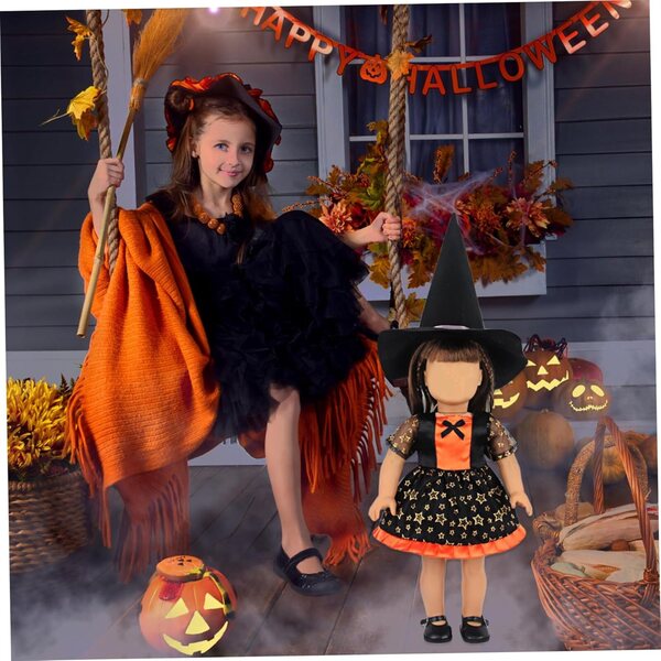 Halloween-Kleidungsset für 18-Zoll-Puppen mit Kleidung, Hüten und Schuhen