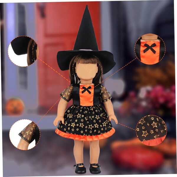 Halloween-Kleidungsset für 18-Zoll-Puppen mit Kleidung, Hüten und Schuhen