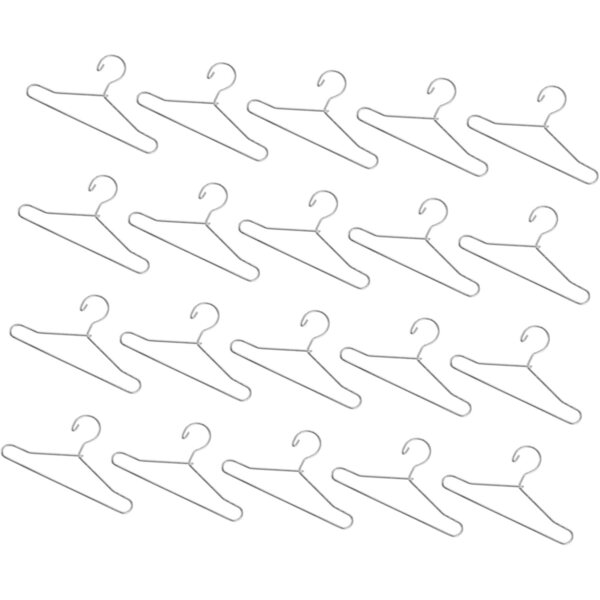20 Mini-Kleiderbügel aus silbernem Metall für Puppen, Puppenhauszubehör 6,5 cm