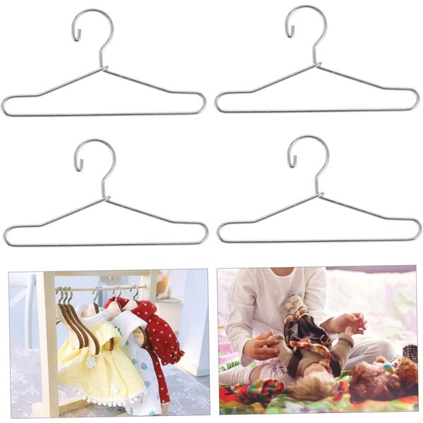 20 Mini-Kleiderbügel aus silbernem Metall für Puppen, Puppenhauszubehör 6,5 cm