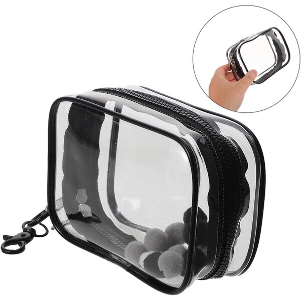 Contenitore Trasparente PVC per Peluche con Doppia Cerniera e Portachiavi Portatile
