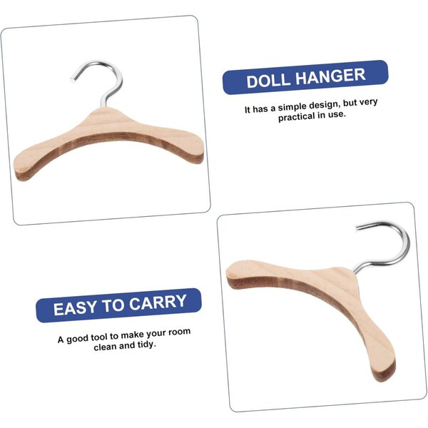 10 Holz-Kleiderbügel für 6-cm-BJD-Puppen, Puppenhauszubehör und Lernspiel
