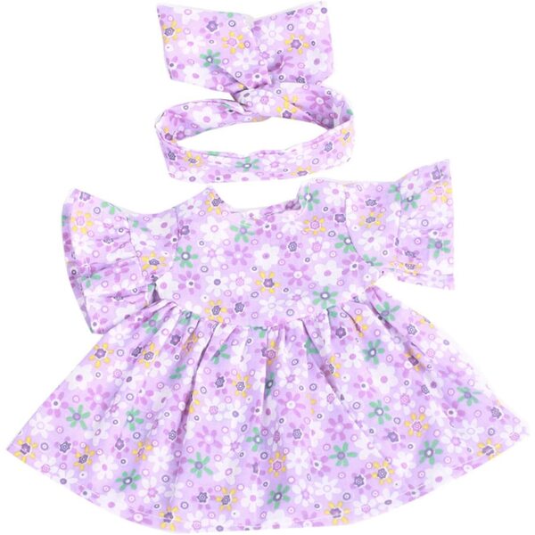 Set 3 Vestiti per Bambole in Tessuto Rosa, Giallo e Viola per Giochi di Vestizione