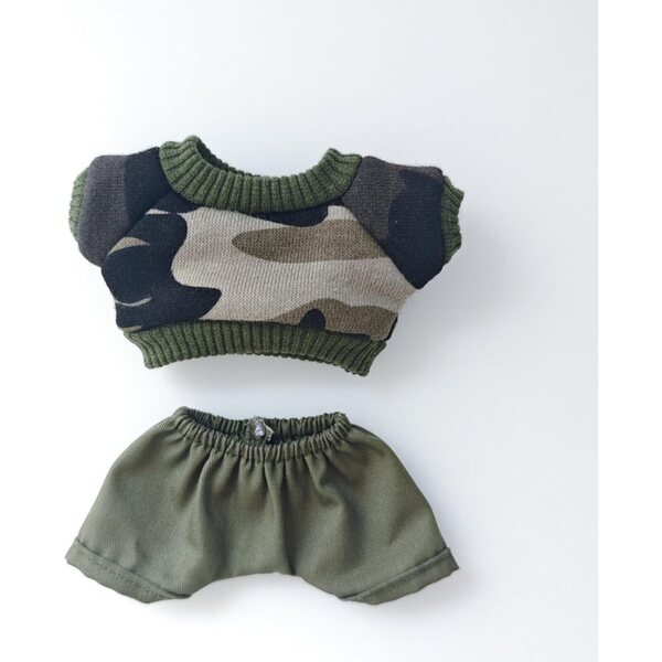 Fischerhut und Tarnkleidung für 17-cm-Puppen – Trendiges Outfit