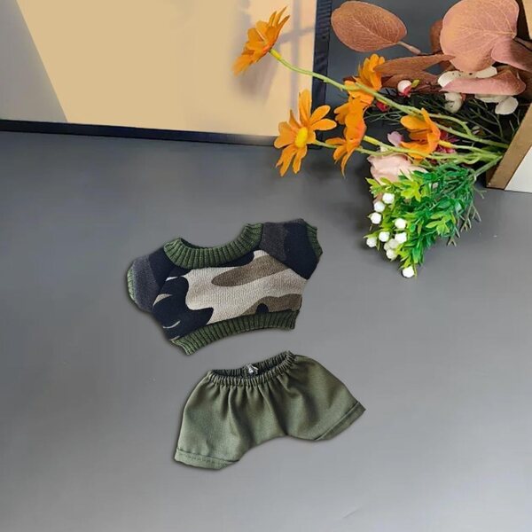 Fischerhut und Tarnkleidung für 17-cm-Puppen – Trendiges Outfit