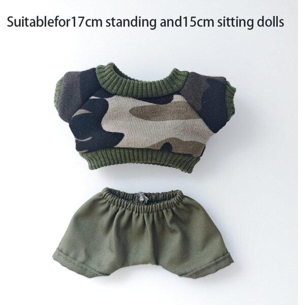 Fischerhut und Tarnkleidung für 17-cm-Puppen – Trendiges Outfit