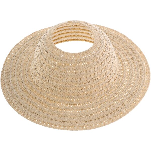 Mini Cappello Intrecciato Beige con Top Hollow per Decorazioni e Protezione UV