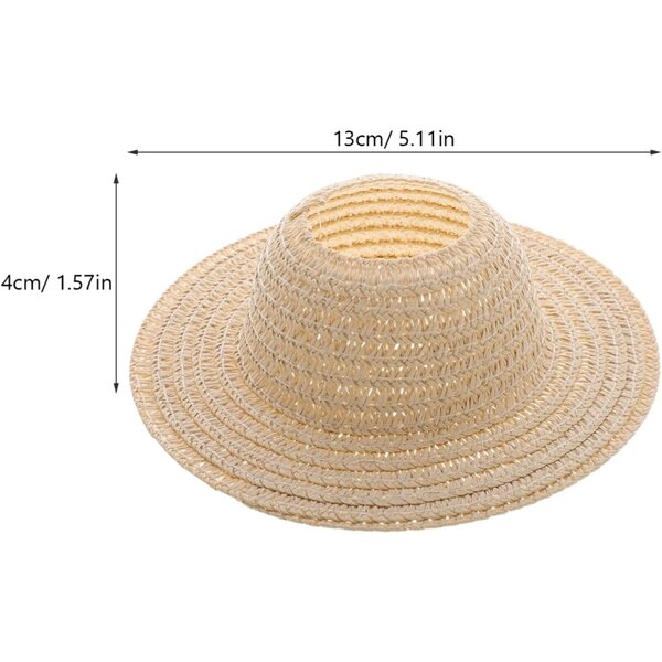 Mini Cappello Intrecciato Beige con Top Hollow per Decorazioni e Protezione UV