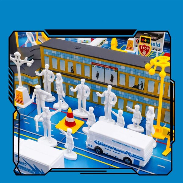 Flughafen-Flugzeugmodell-Set, 70-teilig, luxuriöses Lernspielzeug für Kinder von 3–12 Jahren