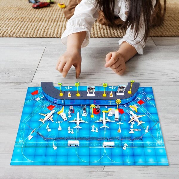 Flughafen-Flugzeugmodell-Set, 70-teilig, luxuriöses Lernspielzeug für Kinder von 3–12 Jahren