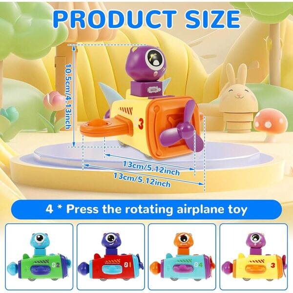 Set mit 4 Push-Go-Spielzeugflugzeugautos aus ABS, tragbar und sicher für Kinder