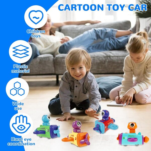 Set mit 4 Push-Go-Spielzeugflugzeugautos aus ABS, tragbar und sicher für Kinder