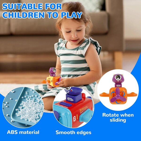 Set mit 4 Push-Go-Spielzeugflugzeugautos aus ABS, tragbar und sicher für Kinder