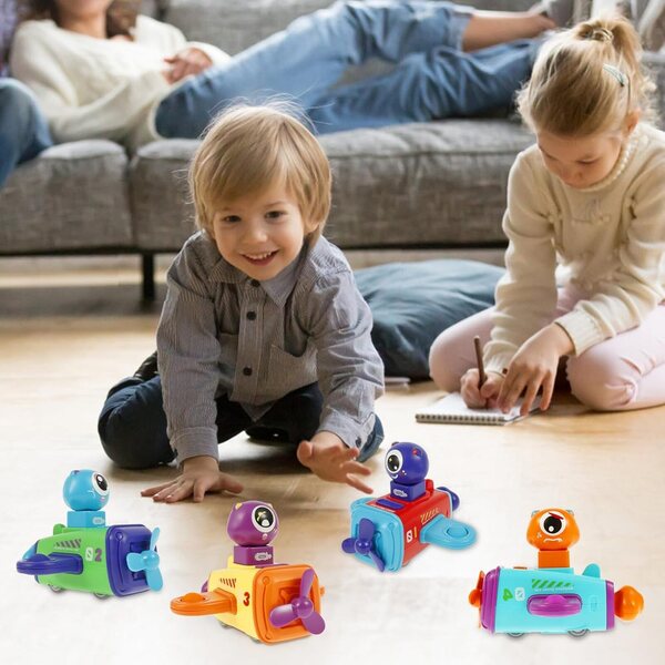 Set mit 4 Push-Go-Spielzeugflugzeugautos aus ABS, tragbar und sicher für Kinder