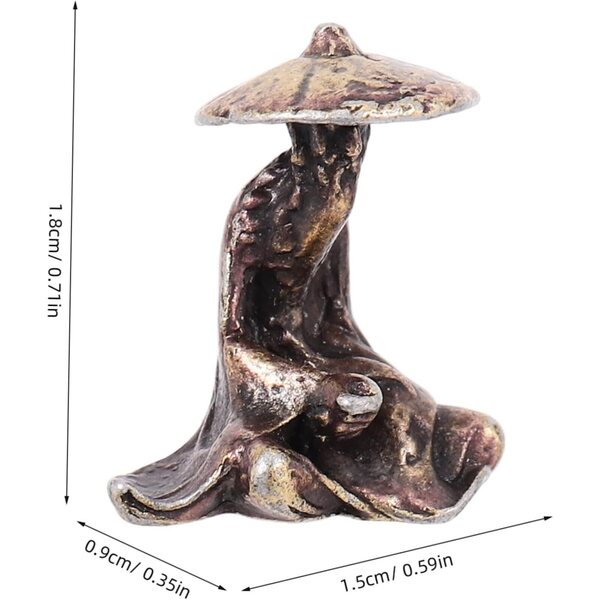 INOOMP Vintage-Metallminiatur für Bonsai und Terrarien – Fischerfigur