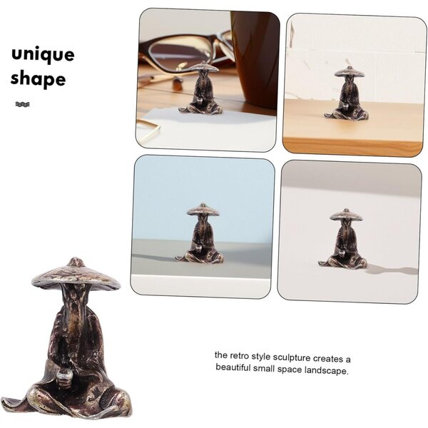 INOOMP Vintage-Metallminiatur für Bonsai und Terrarien – Fischerfigur